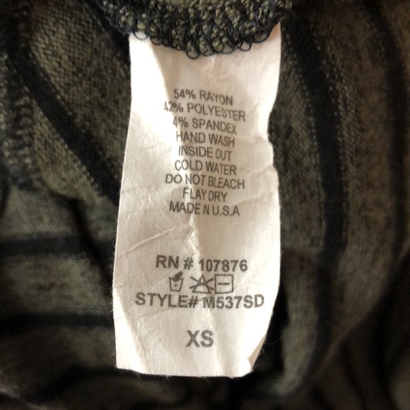 Comfy USA Striped Tunic Size XS Olive Black 3/4 Sleeve #d41 - Picture 5 of 5